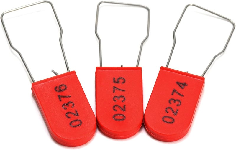 Rasunkae 20pcs Security Metal Wire Padlocks, Plastic Security Seals Disposable Anti-Tamper Tag Locks with Numbered Anti Tamper Tag Hasps (Red, 20pcs) - Image 1